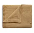 Wolldecke Gestrickte Babydecke Mustard Melange, Mushie
