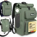 Valkental® UrbanX Fahrradtasche Gepäckträgertasche mit Rucksack Funktion, wasserdicht - 28L - grün