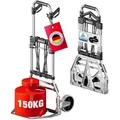 ATHLON TOOLS Schwerlast-Sackkarre klappbar 150 kg - Aluminium - Große Räder leichtgängig mit Soft-Laufflächen und Kugellager, 2 Expanderseile