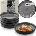Sänger Sydney | Steingut Pastaschalen 6 tlg, Nudel Schalen Set 6 Personen, Schüssel Set spülmaschinenfest mikrowellenfest, große Schüssel multifunktional dunkel grau 750 ml | VALUE COLLECTION
