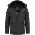 Höhenhorn Winterjacke Achalm Herren Winter Jacke für Männer Quilted Steppjacke Gefüttert abnehmbarer Kunstfellkragen sowie Kapuze, Microfleece Innenseite schwarz XL