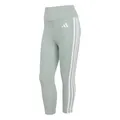 adidas Women's Optime Essentials Workout 3-Stripes 3/4 Leggings, Wonder Sage/white, XS