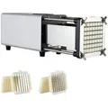VEVOR Elektrischer Pommes Frites Schneider Kartoffelschneider mit 1/2-Zoll- und 3/8-Zoll-Klingen Edelstahl, Kartoffelschneider und Zerkleinerer mit Anti-Rutsch-Füßen, für Kartoffeln Gemüse Silber