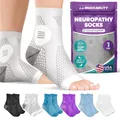BraceAbility Neuropathy Socken mit peripherer Neuritis Kompression Diabetische Zehenlose Fußärmel für Nervenschäden Schmerzen Füßen, Knöchelgicht,Plantar Fasciitis Relief für Männer und Frauen(M)