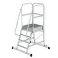 Aluminium-Podesttreppe, einseitig begehbar, fahrbar Anzahl Sprossen: 7