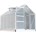 GARMIO® Gewächshaus NEAPEL 250x190cm für den Garten, Alu Frühbeet inklusive Fundament, 2 Dachfenster, UV-Schutz, Tomatenhaus