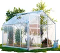 GARMIO® Gewächshaus NEAPEL 250x190cm für den Garten, Alu Frühbeet inklusive Fundament, 2 Dachfenster, UV-Schutz, Tomatenhaus