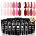 ROSALIND Poligel für Nägel Quick Extension Building Poly Nail Gel 10ml, 12 Farben UV LED Poly Nagelgel, Gel Nail Art Nail Konstruktion Gel Set für Anfänger, Profesionelle Salon