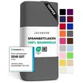 Jacobson Spannbettlaken TOPPER aus 100% Baumwolle, Jersey Bettlaken 160 g/m2, Spannbetttuch mit Gummizug, pflegeleicht & viele Farben grau 120 - 130 cm x 200 cm
