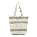 Marrakesch Boho Tasche für Damen & Mädchen 43cm | Handgefertigte Strandtasche aus Baumwolle Kalpur -1- mit Reißverschluss & Innentasche | Ethno Shopper in Häkeldesign für Alltag, Urlaub & Strand