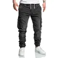 Amaci&Sons Cargojeans ALSIP Sweathose im Denim Look Herren Sweathose in Stretch Denim Jeans schwarz W30