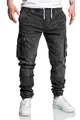 Amaci&Sons Herren Sweathose in Stretch Denim Männer Cargo Jogging Jeans 7024 Schwarz W30