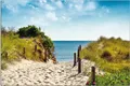 Wallario Outdoor-Poster für Garten oder Balkon, Motiv Auf dem Sandweg zum Strand, in ca. 61 x 91,50 cm