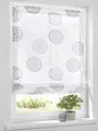 Kutti Raffrollo Ösenrollo Bella Ausbrenner Weiss anthrazit Bedruckt Kreis Motiv, incl. Fensterhaken 45 x 140 cm