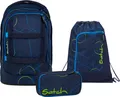 Satch, Schulrucksack-Set PACK Blue Tech 3-teilig, ab 5. Klasse