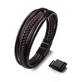 SERASAR Lederarmband Armband Herren Braun 25cm - Herrenarmband Männer-Armband Leder-Armreif Herrenschmuck Flecht-Armband Leder-Wickelarmband Leder-Kette Armbändchen Men Leather Bracelet Geschenk Ihn