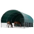 Weidezelt 6x6 m PVC Plane 2300 Newton - für Erduntergrund - vorn offen - grün