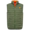 U.S. POLO ASSN. Herren Weste (S-XXL) gesteppt mit hochstehendem Kragen und Druckknopftaschen - P025 Olive-Orange Größe S - Gr.S