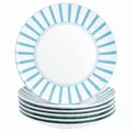 MamboCat Split türkis 6er Set Kuchenteller I weißes Porzellan-Frühstücksteller mit Streifen für 6 Personen I kleine Teller für Salat, Dessert, Fingerfood & Co.