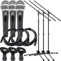 3x BÜHNEN GESANGS MIKROFON SET VOCAL MICRO MIK MIKROPHON STATIV STÄNDER KABEL
