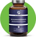 QIDOSHA Bio Schwarzkümmelöl Kapseln, 240 Kapseln je Glas, vollständig vegan (auch vegane Kapselhülle), kaltgepresst, hoher Thymochinon-Gehalt, original Nigella sativa à 240 St., 147.4 g, 1000 mg – kaltgepresst – Vegan Glas