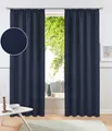 Otto Home Vorhang "Raja, Gardinen mit Kräuselband, Vorhänge Wohnzimmer" Gr. 4, blau (dunkelblau), 245cm, Kräuselband, 140cm