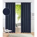 OTTO home Vorhang Raja, Gardinen mit Kräuselband, Vorhänge Wohnzimmer (2 St), Kräuselband, blickdicht, Polyester, 2er-Set, Bestseller, einfarbig, modern, pflegeleicht, Mikrofaser blau 140 cm x 245 cm