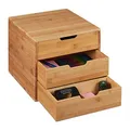 Relaxdays Schreibtisch Organizer Bambus Ablage, natur