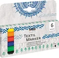 KREUL 90690 - Textil Marker fine, 6 Stoffmalstifte für helle Stoffe, mit unempfindlicher Faserspitze, Strichstärke circa 1 bis 2 mm, waschecht nach Fixierung