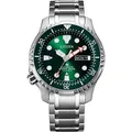 Citizen Promaster Titanium Diver Herren Chronograph aus Edelstahl in der Farbe Silber-Grün 42mm, Wasserdichtigkeit: 20 Bar, NY0100-50XE