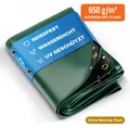 NEMAXX® Abdeckplane wasserdicht 300x500 cm – PVC Gewebeplane 650 g/m², UV-beständig, winterfest, mit Ösen – für Holz, Garten, Dach & Bau – Grün