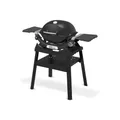 Weber Q 1200N Gasgrill mit Seitentischen und Stand/Kompakter Grill, Porzellanemaillierte Grillroste, Integriertes Deckelthermometer, Hochleistungsbrenner, 1290 cm² Grillfläche, Midnight Black