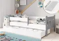Kids Collective Kinderbett 80x160, 80x180, 90x200 cm mit Schublade, Rausfallschutz & Lattenrost, mit Matratze in weiß-grau 80x160 cm Mädchen Jungen Bett