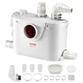 VEVOR Hebeanlage, 500 W, 110 L/min Durchfluss, 8 m Förderhöhe, Schmutzwasserpumpe mit 4 Wassereinlässen, Abwasserhebeanlage für Toilette, Keller, Dusche, Waschbecken, Waschküche, Badewanne