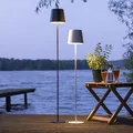 Lightbox LED Stehlampe für Außen & Innen - kabellose Stehleuchte mit Touchdimmer - dimmbare LED (inkl.) Stehlampe IP44 für Terrasse, Garten, Balkon & Wohnzimmer - schwarz - 129 cm Höhe, Ø 18 cm