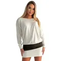 Mississhop Partykleid Damen Minikleid festlich Glitzer Kleid Pulli Tunika S M L XL XXL 9531 weiß XXL (44)