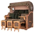 Strandkorb-Set - bene living - Ammersee Grande XXL Teak - PE grau - Modell 506 - inkl. Liftersystem