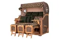 bene living Strandkorb Ammersee Grande XXL 3-Sitzer Teak - PE grau - Modell 506, BxTxH: 170x95x170 cm, Volllieger, Ostsee-Strandkorb, (Strandkorb-Komplettset, 5-tlg., Strandkorb inkl. Liftersystem und umfangreichem Zubehör), mit Windschutzfolie, Bistrotischen und bequemer Polsterung