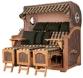 Strandkorb-Set - 3-Sitzer - Ammersee Grande XXL Teak - PE grau - Modell 506