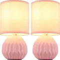 2x Tischleuchte, Keramik, Textil, pink, H 23 cm