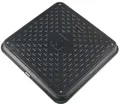 BabylonPlast Schachtabdeckung, Kanaldeckel, DN 720/600, Quadratisch, Kunststoff Schachtdeckel, mit Sicherungssystem, Deckel, Belastbar bis 15 kN (Schwarz)