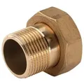 Messing Gewinde-Fitting Schaft flachdichtend mit Kappe 3/4"AG (DN 20) - 1"IG (DN 25) - schwere Ausführung