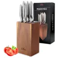 Oleio Maestro Messerblock Set, 5-teiliges Messerset mit Messerschärfer