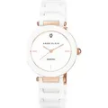 Keramik Damenuhr weiß/ roségold mit Gliederarmband und echtem Diamant - Weiß