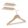 Relaxdays Kinder Kleiderbügel, 20er Set, Hosenstange, Hemd, 360 Grad drehbar, Mädchen, Jungen, Baby Bügel, Holz, natur, Braun