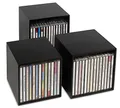 CD-Boxen schwarz, Cubix CD-Aufbewahrungs-Boxen aus Holz, Set mit 3 CD-Boxen. Zur Aufbewahrung von bis zu 40 CDs. Dekoratives, ansprechendes Design.