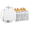 HOMCOM Wasserkocher- und Toaster-Set aus Edelstahl, 2200 W, 1,7 l, 4-Scheiben-Toaster, 7 Bräunungsstufen, Schnellaufheizfunktion, Strix-Thermostat... - Weiß