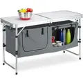 Relaxdays Campingtisch, Mehrfarbig, Metall, Textil, Holzwerkstoff, 120x70x47 cm, Gartenmöbel, Gartentische, Klapptische Garten