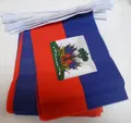 FAHNENKETTE HAITI 6 meter mit 20 flaggen 21x14cm - HAITIANISCHE Girlande Flaggen