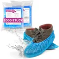 ARNOMED 2000x Schuhüberzieher Einweg [WASSERDICHT], Galoschen, Schuh Überzieher Einweg, Starke Überschuhe Latexfrei, Einheitsgröße Wasser, und Staubdicht, Klassik 3g Starkem CPE Material